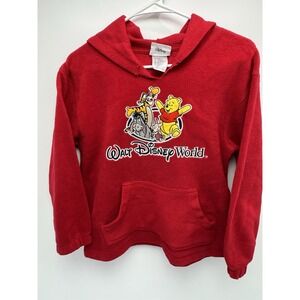 Walt Disney World Winnie Tigger Piglet Mickey Mouse Red Hoodie Youth Size Medium